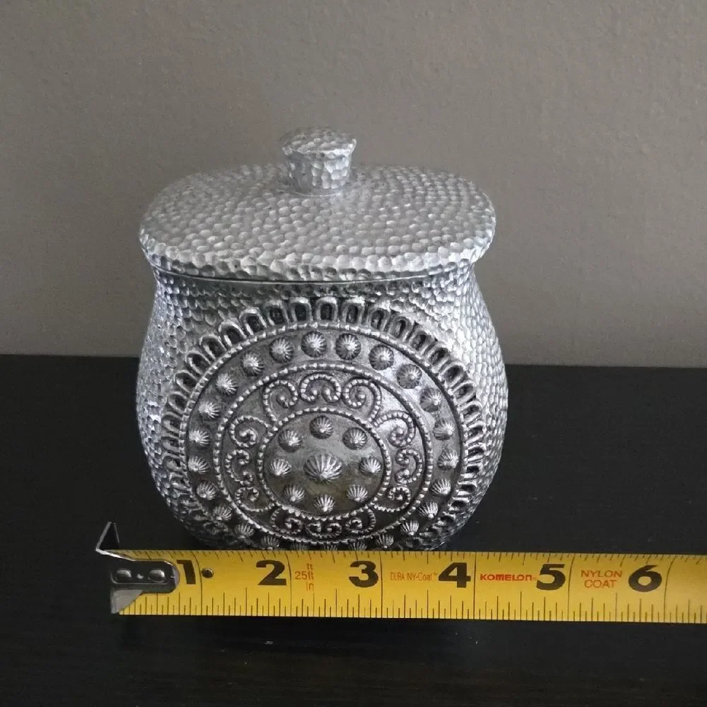 Silver Textured Decorative Jar